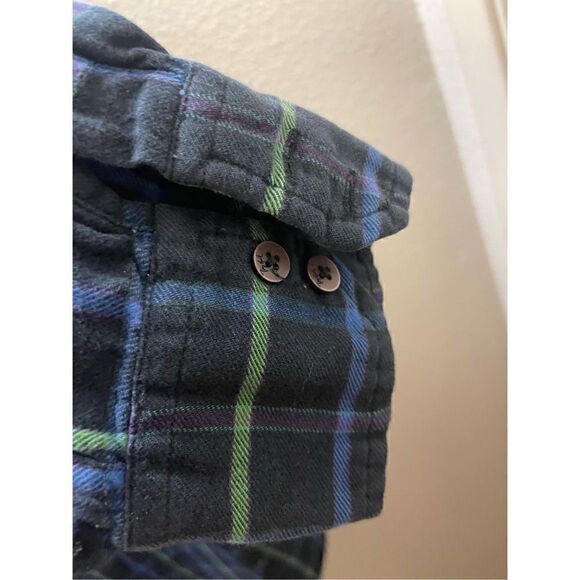 Tony Hawk Medium Plaid Flannel Collared Long Sleeve Button up Blue Green - Picture 11 of 11